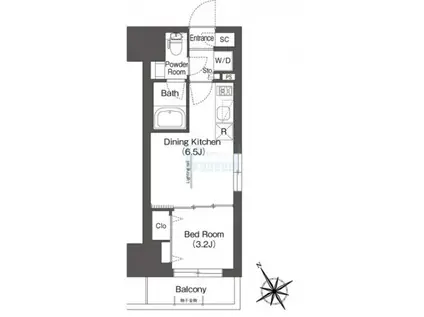 BLUROCK後楽園(1DK/2階)の間取り写真