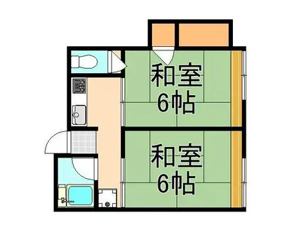 中嶋荘(2K/1階)の間取り写真