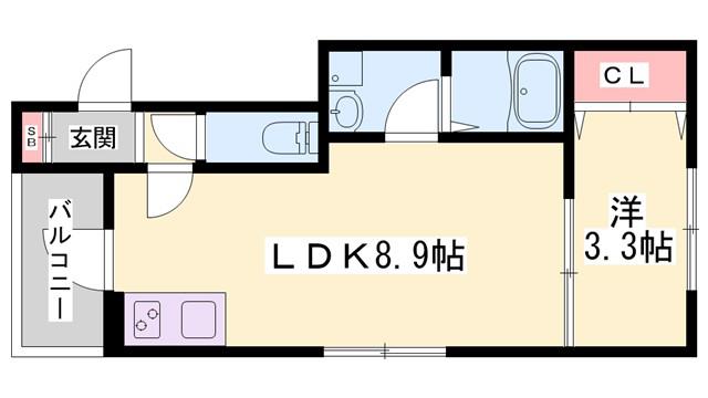 リブレメゾン西明石南町I(1LDK/2階)の間取り写真
