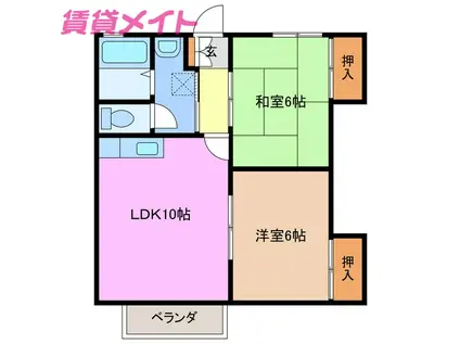 サンシティB(2LDK/1階)の間取り写真
