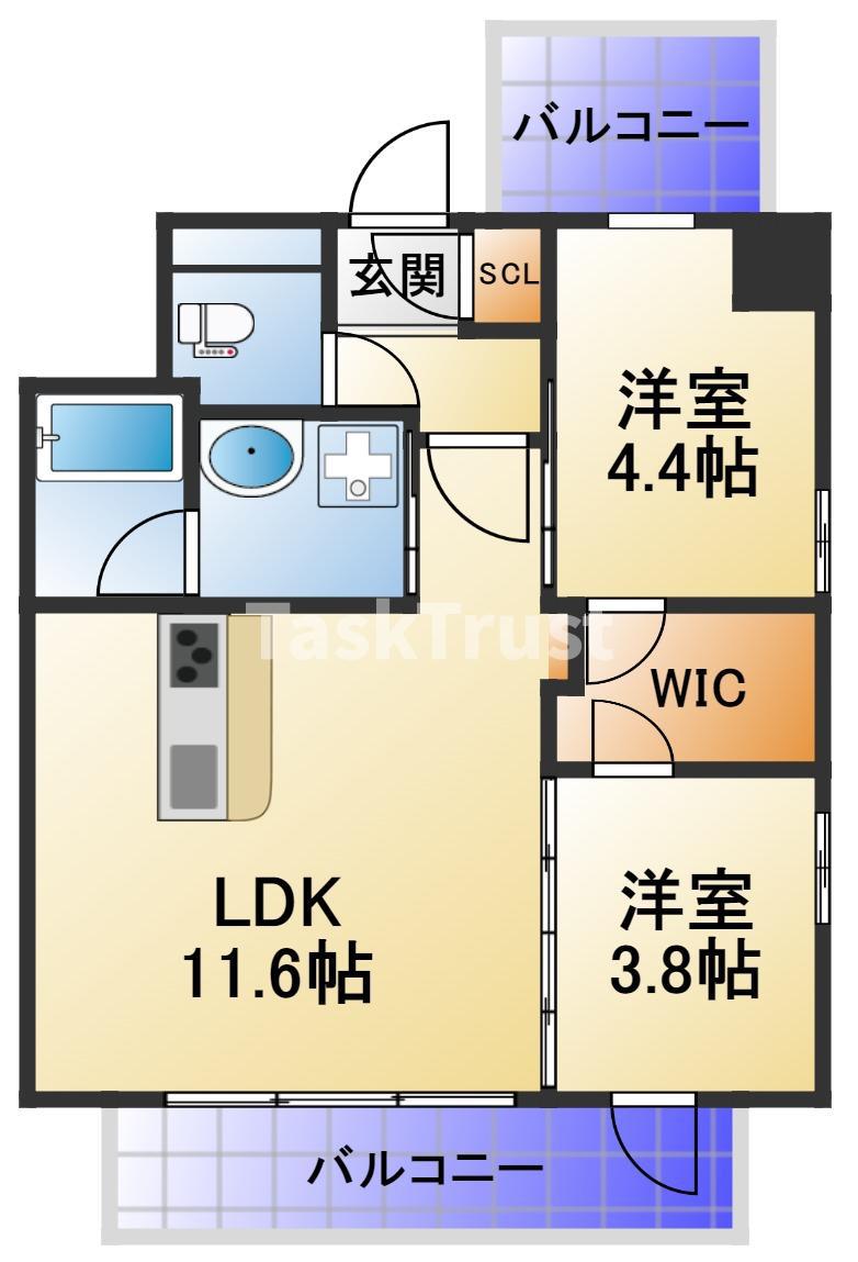 GIOIAALTIRI(2LDK/7階)の間取り写真