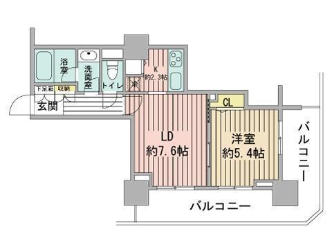 プライムアーバン札幌リバーフロント(1LDK/23階)の間取り写真
