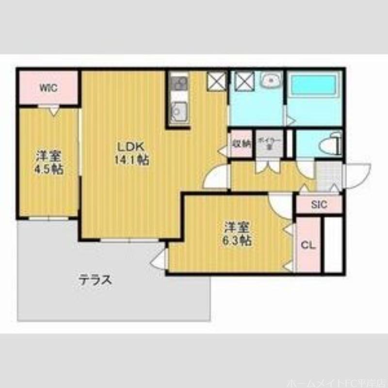THE RESIDENCE 南平岸(2LDK/1階)の間取り写真