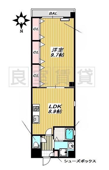 KS桜山(1LDK/2階)の間取り写真