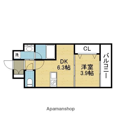 ヴィーナス今里(1DK/9階)の間取り写真
