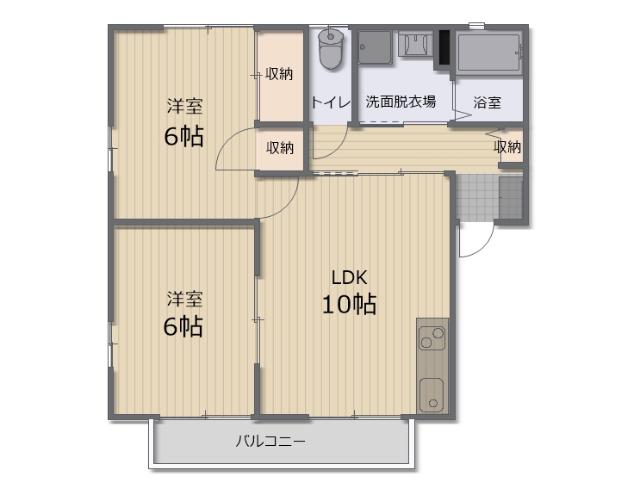 ファミール宮川E棟(2LDK/2階)の間取り写真