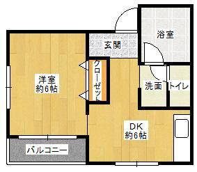 ライフハウスツネII号館(1DK/3階)の間取り写真