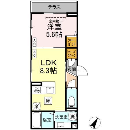ディーパイナ星川(1LDK/1階)の間取り写真
