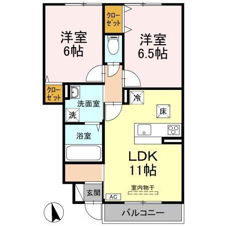 マロン・スクエア A棟(2LDK/1階)の間取り写真