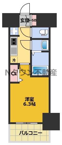 MAXIV大須観音(1K/3階)の間取り写真