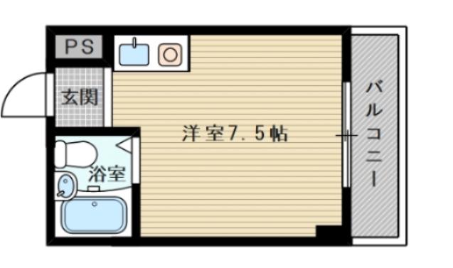 エクセレント上新6(ワンルーム/1階)の間取り写真