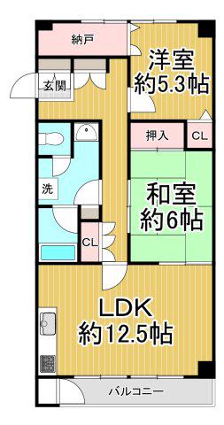 夙川シャンボール(2SLDK/2階)の間取り写真