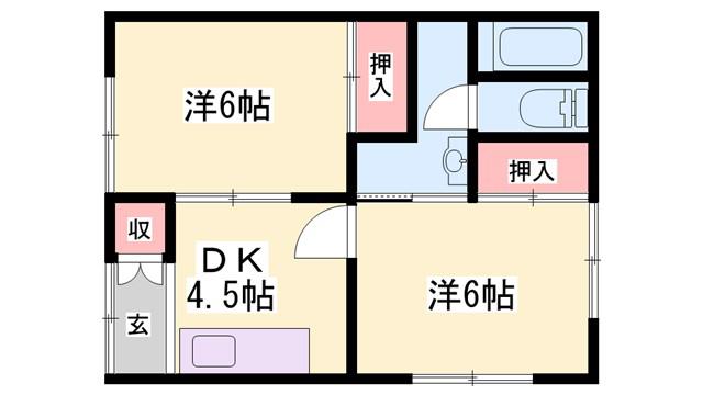 砂本荘(2DK/2階)の間取り写真