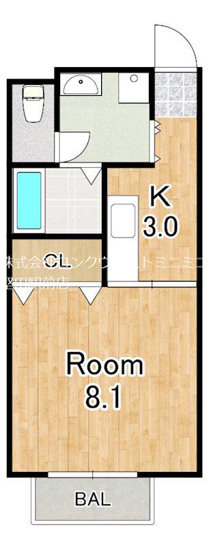 STUDIO FLAT BLOOM(1K/2階)の間取り写真