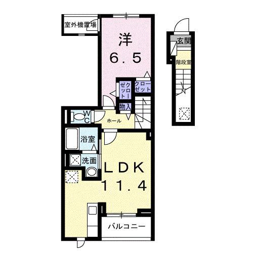 カーサルーチェ(1LDK/2階)の間取り写真