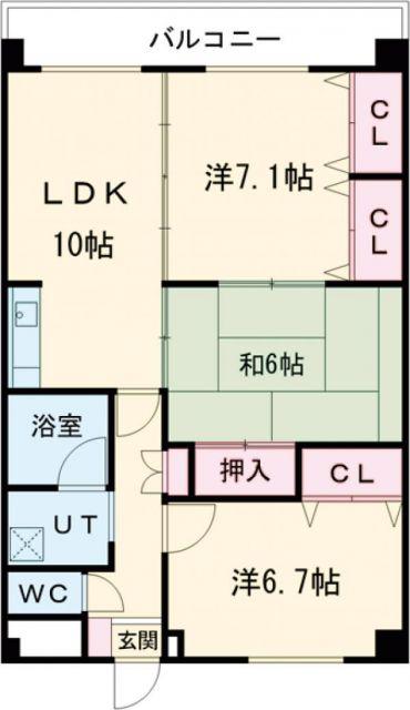 モン シエル ブル(3LDK/2階)の間取り写真