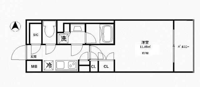 TFレジデンス川崎殿町ウエスト(1K/6階)の間取り写真