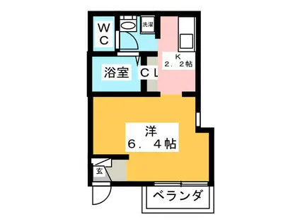 アリエッタ茅ヶ崎(1K/2階)の間取り写真