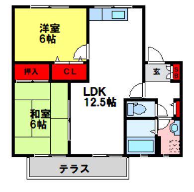 セジュール松泉(2LDK/1階)の間取り写真