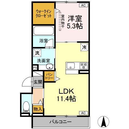 パルセレッソ(1LDK/3階)の間取り写真