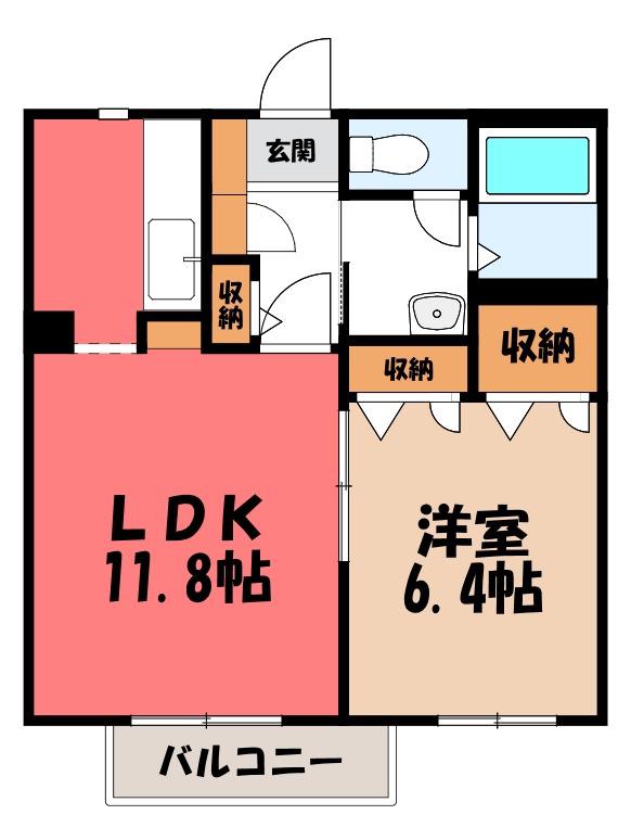 グランヴィーブルD(1LDK/1階)の間取り写真