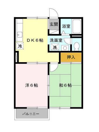 パークサイドハイツII(2DK/1階)の間取り写真