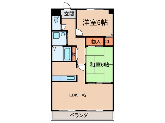 サザンクロス(2LDK/5階)の間取り写真