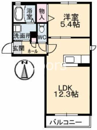 フローラルコート(1LDK/1階)の間取り写真
