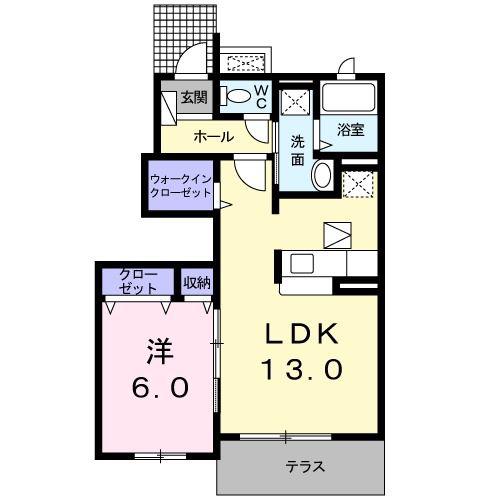 グレイス・四通ガーデンB(1LDK/1階)の間取り写真