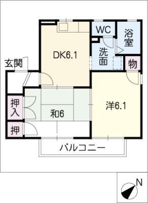 サンハイツV A棟(2DK/1階)の間取り写真