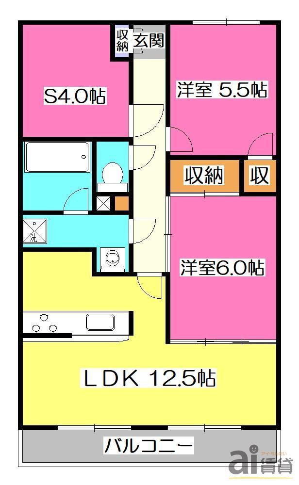 セザール第二西所沢(2SLDK/1階)の間取り写真