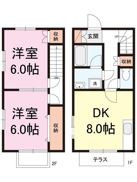 JOYPLACE寺尾西(2DK/1階)の間取り写真
