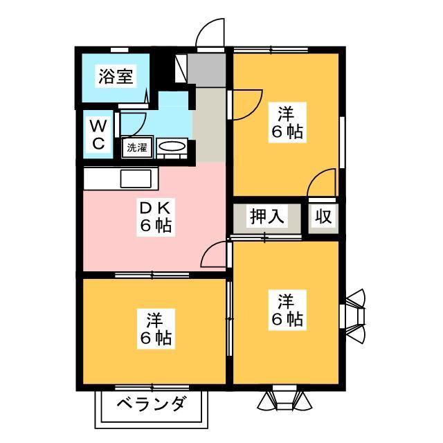 ドヌールさつきが丘D棟(3DK/1階)の間取り写真