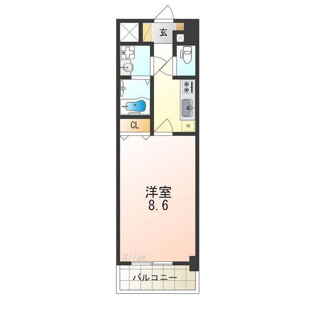 TKアンバーコート堺東II(1K/6階)の間取り写真
