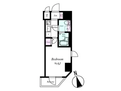 プレステージ新板橋(1K/6階)の間取り写真