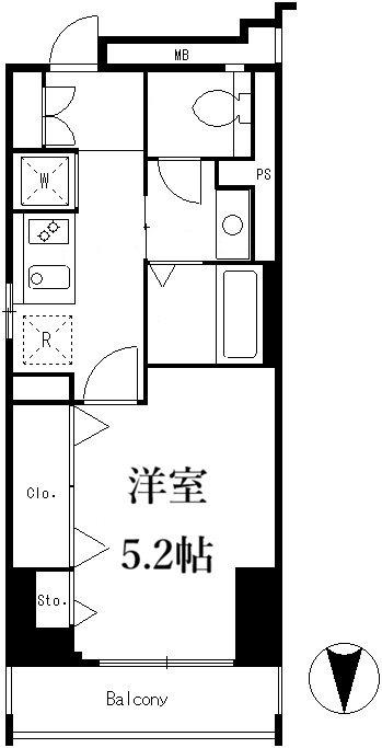マンションロードウェイ(1K/4階)の間取り写真