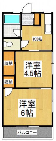 丸井荘(2K/2階)の間取り写真