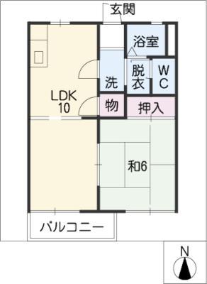 コーポ安濃B棟(1LDK/1階)の間取り写真