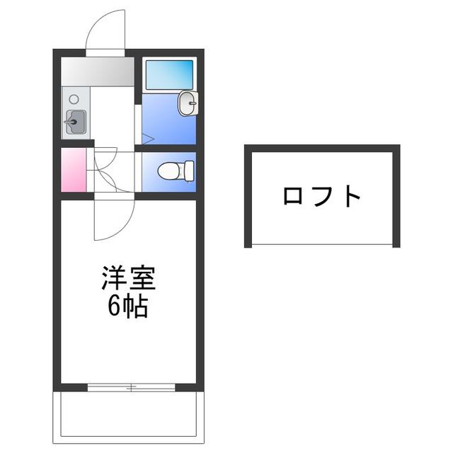 レンパレスパルコ B棟(1K/1階)の間取り写真