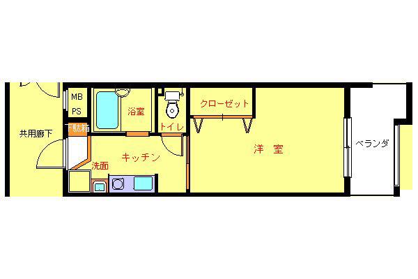 スカイハイツ石黒(1K/3階)の間取り写真