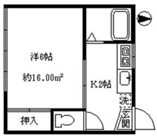 田中ハイム(1K/1階)の間取り写真