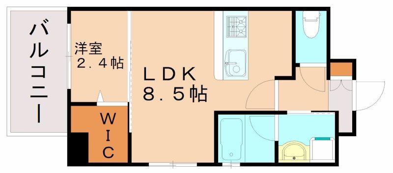 ヴィラージュ県庁前参番館(1LDK/6階)の間取り写真