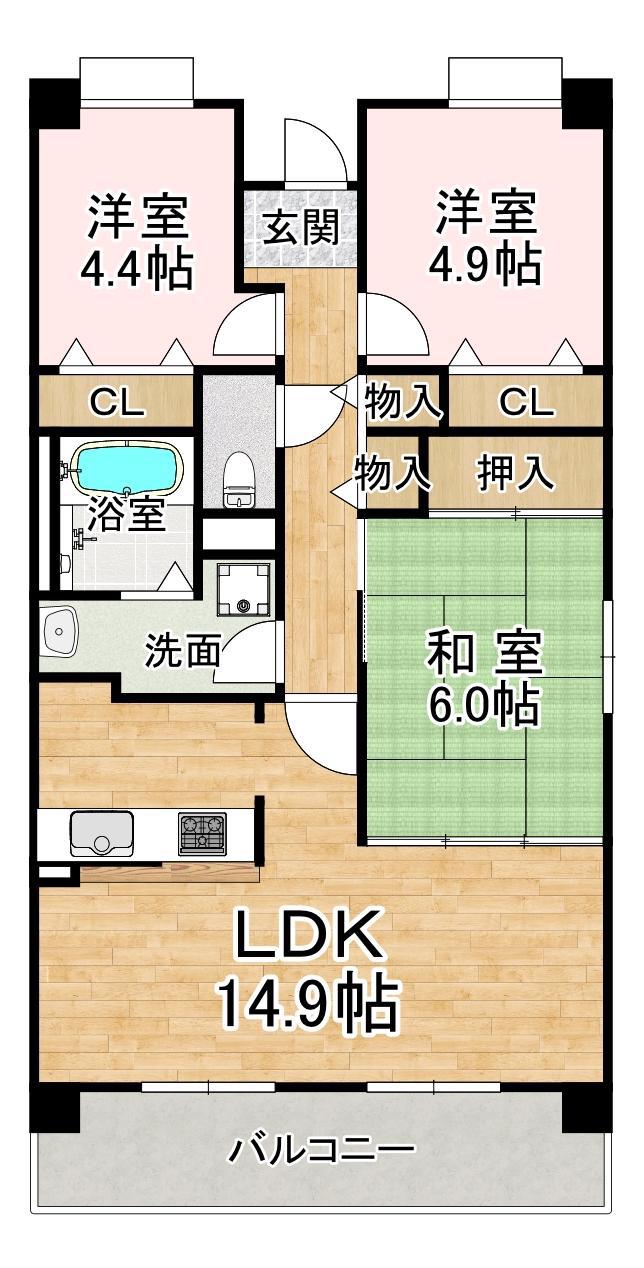 王塚東シティコート(3LDK/2階)の間取り写真