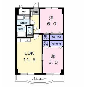 ラヴィアンローズB(2LDK/3階)の間取り写真