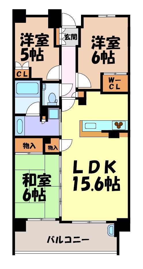 プラウド一社(3LDK/2階)の間取り写真