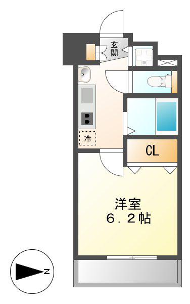 プレサンス名古屋城前ラバンカ(ワンルーム/6階)の間取り写真