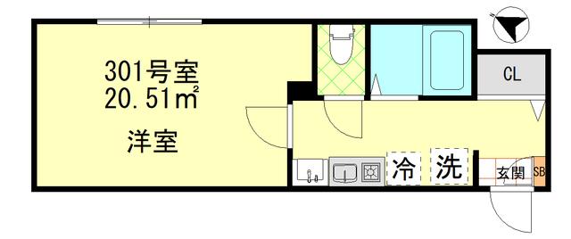 GRIP東大泉(1K/3階)の間取り写真