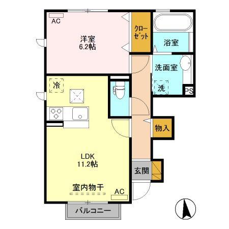 グレースコートB1 A(1LDK/1階)の間取り写真