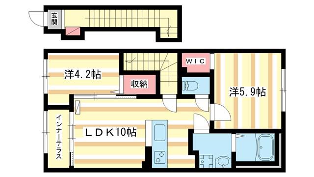 南京終7丁目アパート(2LDK/2階)の間取り写真