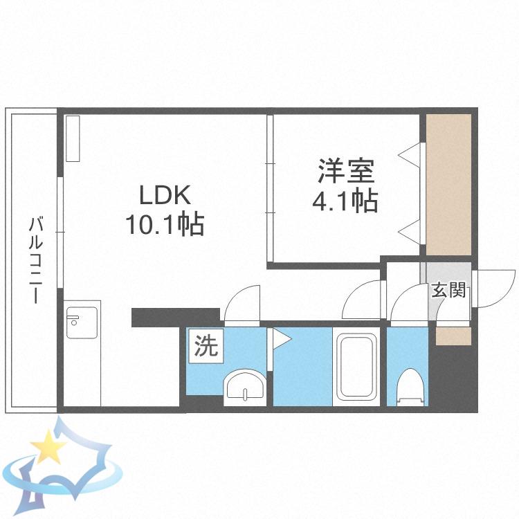 円山公園ビューアパートメント(1LDK/2階)の間取り写真
